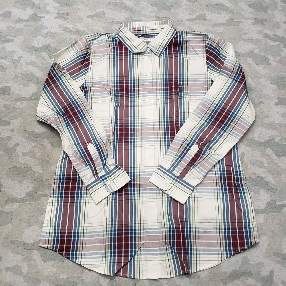 Orvis Top Womens 14 Multicolor Plaid Pockets Long Sleeve‎ Button Up Outdoors